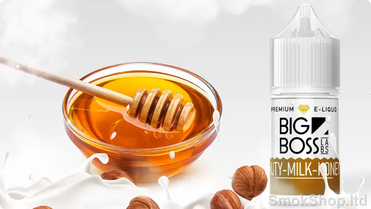 Big Boss Nuty Milk Honey Likit - bal, süt ve fındık yanında 30 ml şişe