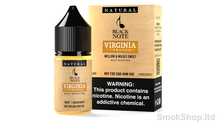 Black Note Virginia Tobacco 30 ml Salt Likit - Virginia tütün aromalı şişe ve kutusu