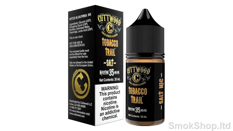Cuttwood Tobacco Trail 30 ml Salt Likit - bal ve tütün aromalı şişe ve kutu