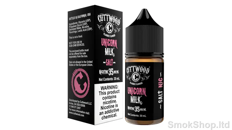 Cuttwood Unicorn Milk 30 ml Salt Likit - çilek ve krema aromalı şişe ve kutu