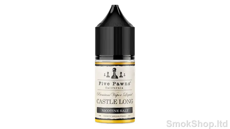 Five Pawns Castle Long 30 ml Salt Likit - bourbon, kavrulmuş badem ve vanilya aromalı 30 ml salt likit şişesi