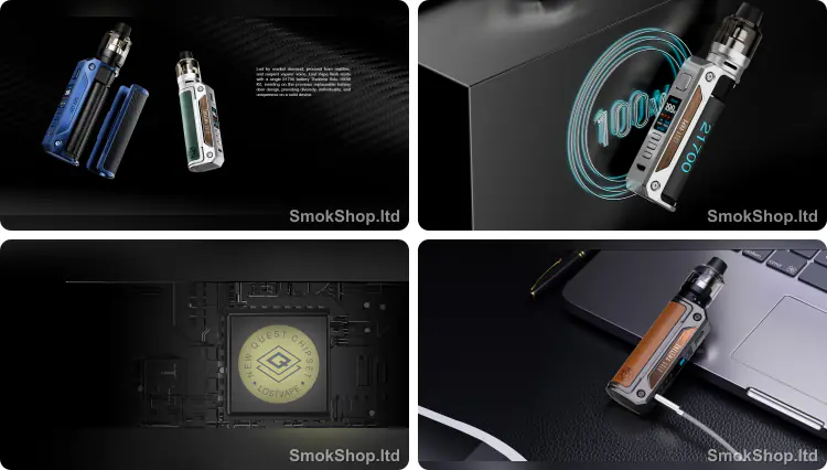 Lost Vape Thelema Solo 100W - değiştirilebilir pil kapağı tasarımı, tek 21700 pil ile 100W güç, Quest 2.0 çip ve Type-C şarj