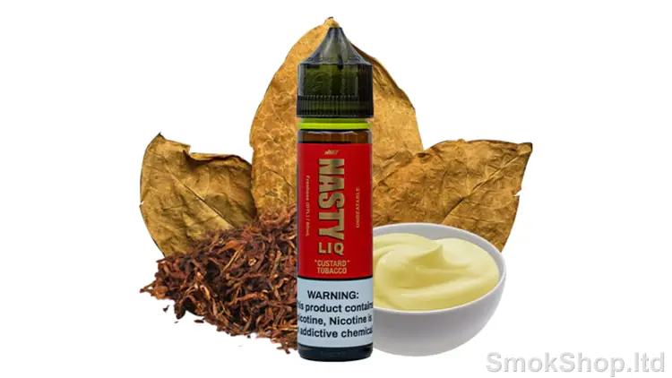 Nasty Juice Custard Tobacco Likit 60mL - Nasty LIQ Custard Tobacco 60 ml freebase şişe, tütün yaprakları ve muhallebi