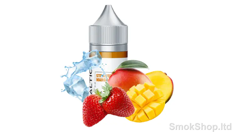 Saltica Strawberry Mango Salt Likit 30ml - çilek, mango ve buz küpleriyle 30 ml şişe