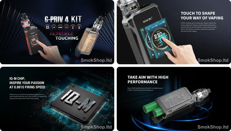 Smok G-Priv 4 - 2.0 inç dokunmatik ekran, IQ-M çip ve çift 18650 pil