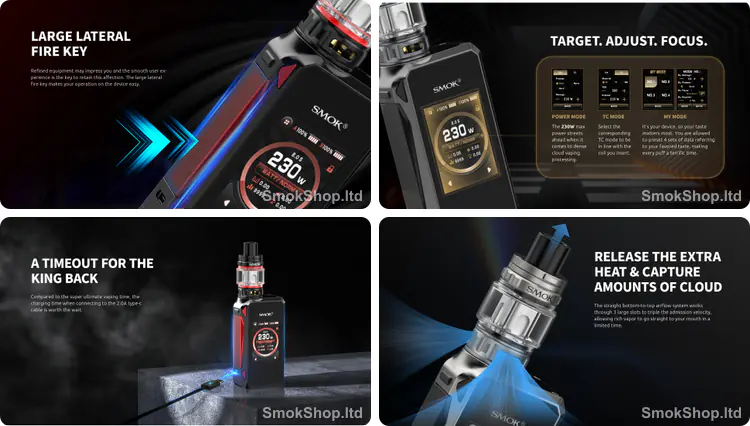 Smok G-Priv 4 - büyük yan ateşleme tuşu, çoklu mod, Type-C şarj ve TFV18 Mini tank hava akışı