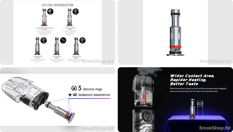 SMOK LP1 0.8 coil - LP1 coil serisi tanıtımı, 3 silikon halkalı sızdırmaz yapı ve mesh ısıtma yüzeyi