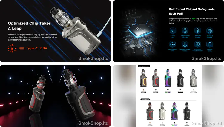 Smok MAG-18 - IQ-X çip ve Type-C 2.0A şarj, çoklu koruma sistemi, ergonomik gövde ve renk seçenekleri