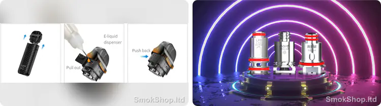 SMOK Nord 50W Pod Kartuş - yandan dolum adımları ve uyumlu LP2, RPM, Nord coil serileri