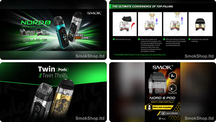 SMOK Nord 6 RPM 4 Coil - Nord 6 üstten dolumlu pod ile kullanım ve RPM 4 coil uyumu