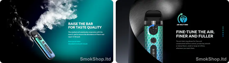 Smok Novo 5 Kartuş - Novo 5 cihazına takılı mesh pod ve hava girişi ayarı