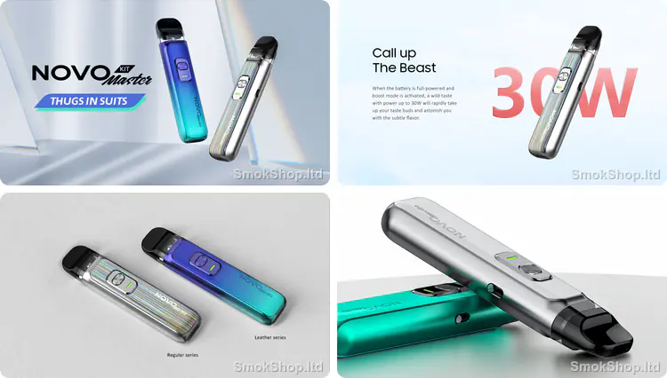 Smok Novo Master - şık tasarım, 30W güçlendirme modu, Regular ve Leather seri seçenekleri