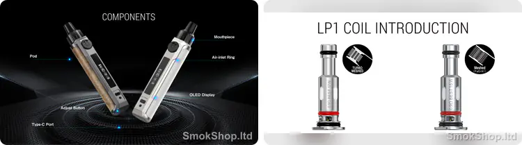Smok RPM 25 Pod Kartuş - RPM 25W cihazında pod yerleşimi ve uyumlu LP1 0.9Ω coil'ler