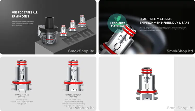 SMOK RPM 40 Coil - tüm RPM40 coillerini alan RPM pod, kurşunsuz mesh yapı, RPM Triple ve DC MTL coil