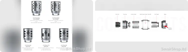 SMOK TFV12 Prince Triple Mesh Coil - V12 Prince coil seçenekleri ve TFV12 Prince Cobra tank parçaları