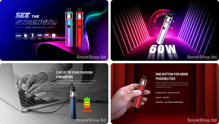 SMOK Vape Pen V2 - 60W güç, 1600mAh dahili pil ve tek tuşla kullanım