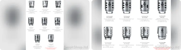 Smok X Priv Coil - V12 Prince coil ailesi tanıtımı ve direnç / watt değerleri