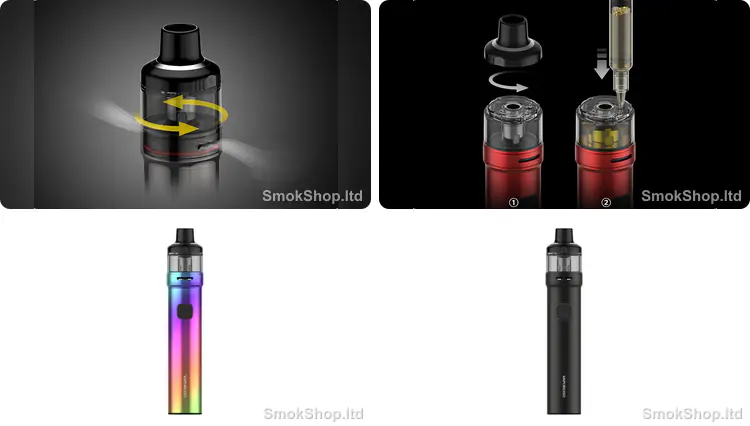 Vaporesso GTX Go 80 - ayarlanabilir hava akışı, üstten doldurma sistemi, Rainbow ve siyah renk seçenekleri