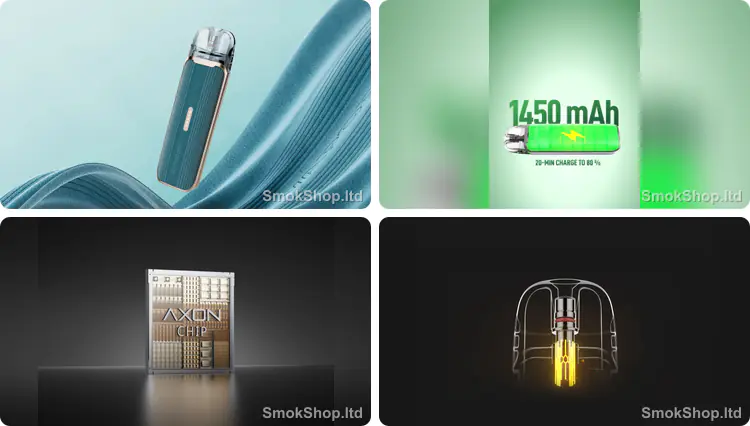 Vaporesso Luxe Q3 - kompakt tasarım, 1450mAh pil ve hızlı şarj, AXON çip ve COREX Smooth kartuş