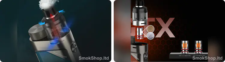 Vaporesso SWAG PX80 Pod Tank - döner hava akışı ayarı ve GTX 0.2/0.3 ohm mesh coil uyumu