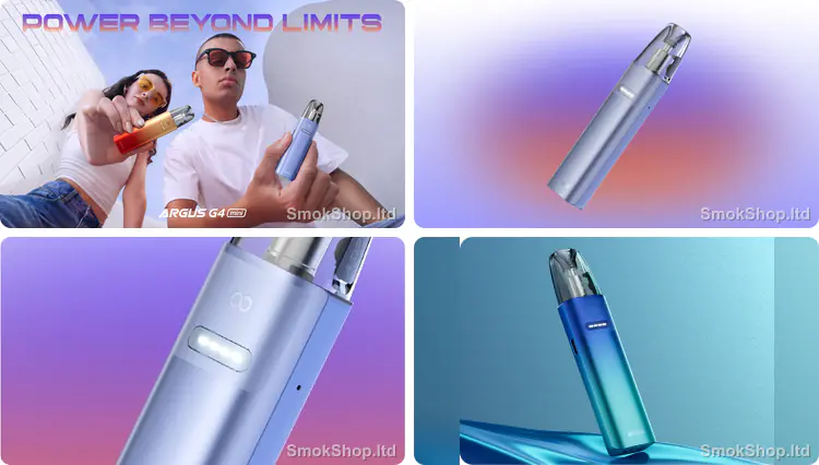 Voopoo Argus G4 Mini - kompakt, ince ve hafif gövde, LED gösterge ve renk seçenekleri