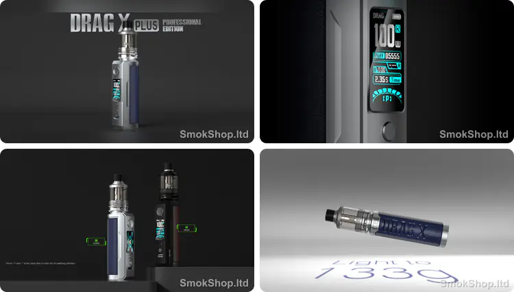 Voopoo Drag X Plus Pro - 100W güç, renkli ekran, SMART ve RBA modları, şık ve hafif gövde tasarımı